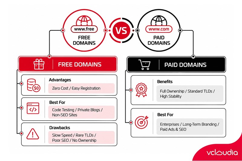 Should you choose a free or a paid domain name?